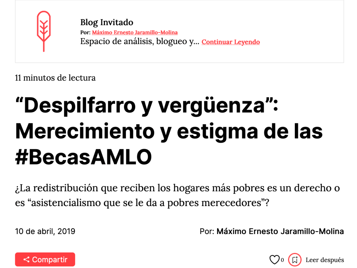 25. “Despilfarro y vergüenza”: Merecimiento y estigma de las #BecasAMLO&nbsp;(Blog)