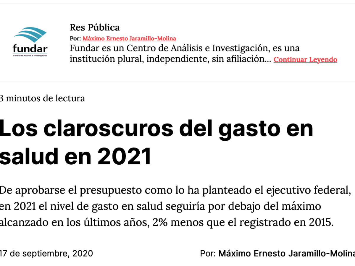 53. Los claroscuros del gasto en salud en 2021&nbsp;(Blog)