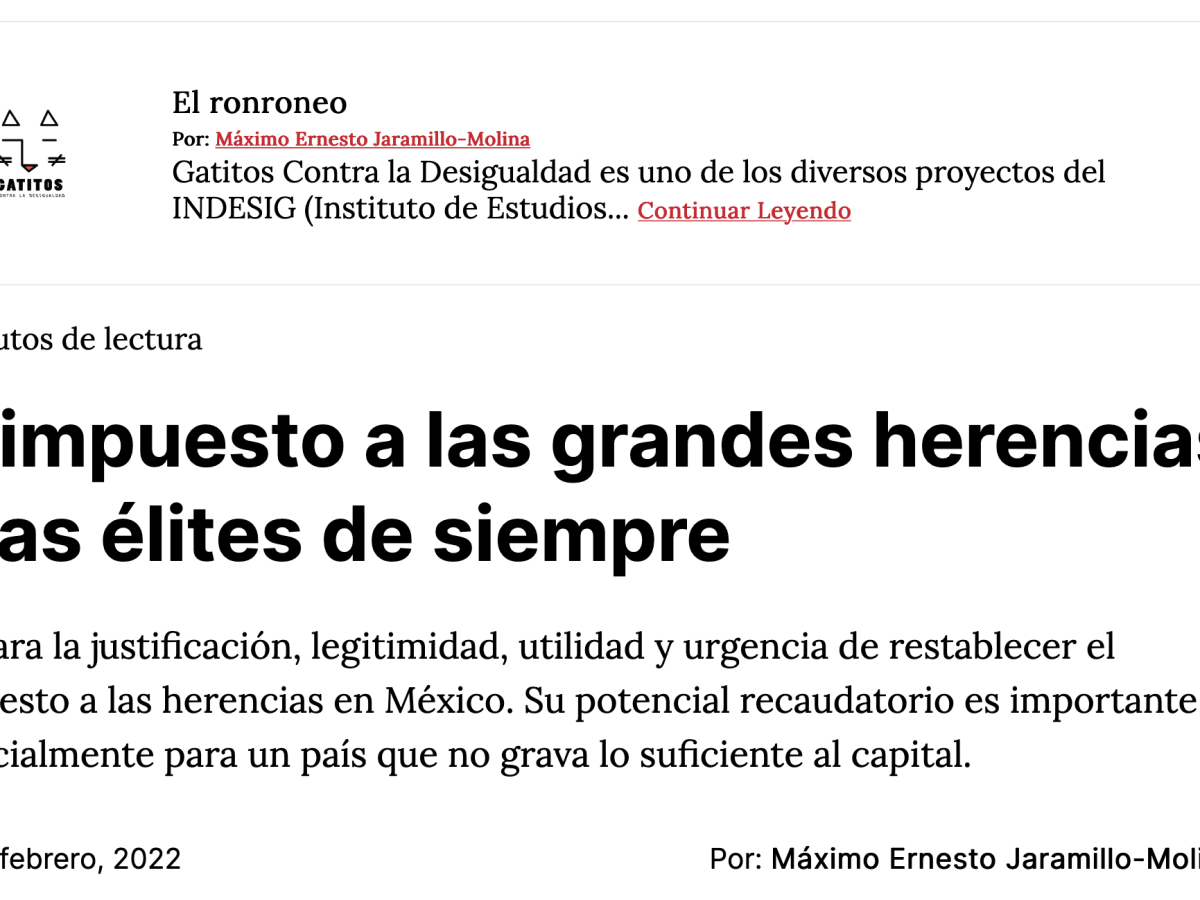 89. El impuesto a las grandes herencias y las élites de siempre&nbsp;(Blog)