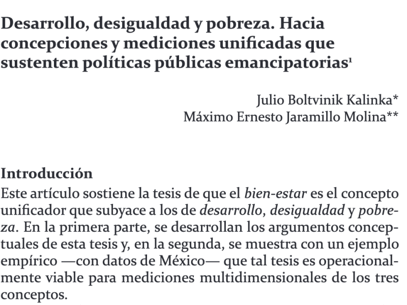 79. Desarrollo, desigualdad y pobreza. Hacia concepciones y mediciones unificadas que sustenten políticas públicas emancipatorias&nbsp;(Capítulo)