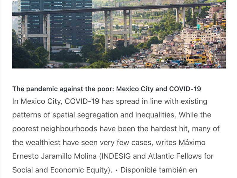 85. The pandemic against the poor: Mexico City and COVID-19&nbsp;(Blog)