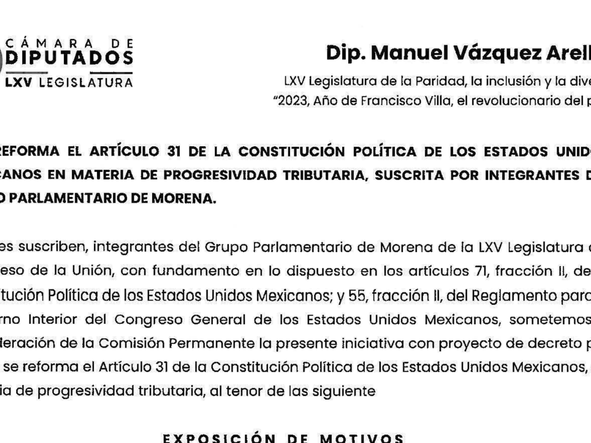 105. Iniciativa de Reforma a la CPEUM en materia de progresividad tributaria&nbsp;(Iniciativa)